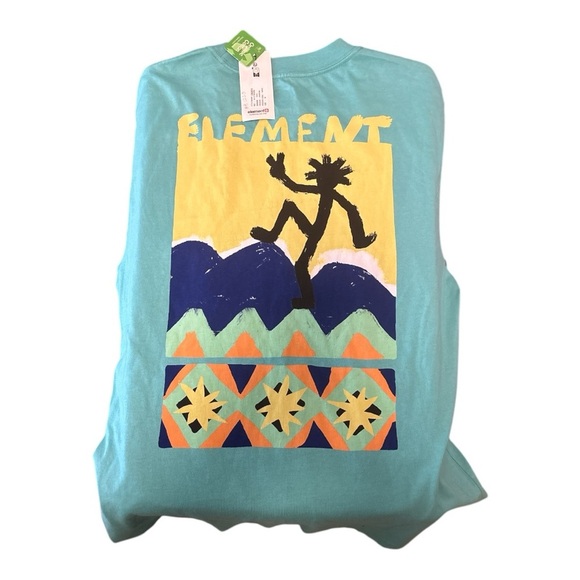 Element Men's Organic Cotton Relaxed Fit Teal Graphic T-Shirt Size Medium - Picture 4 of 6